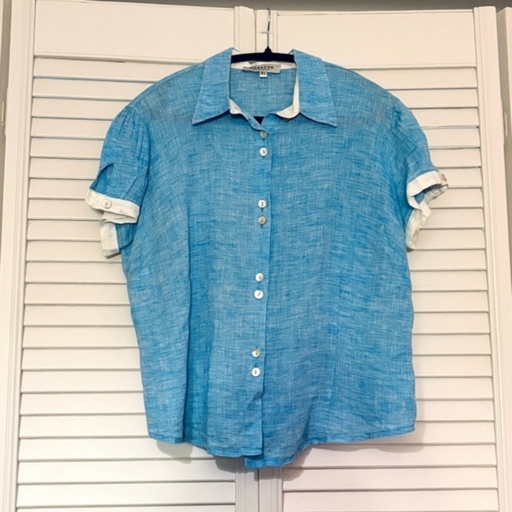 Mogador Anacapri Light Blue Button-Down Linen Shirt - Women's